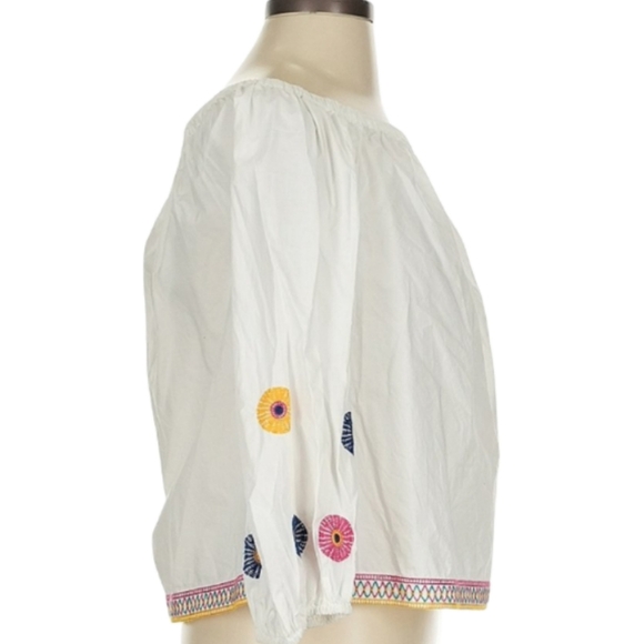 Madewell Embroidered Off Shoulder Peasant Top Boho Festival White Size Small - Picture 6 of 10